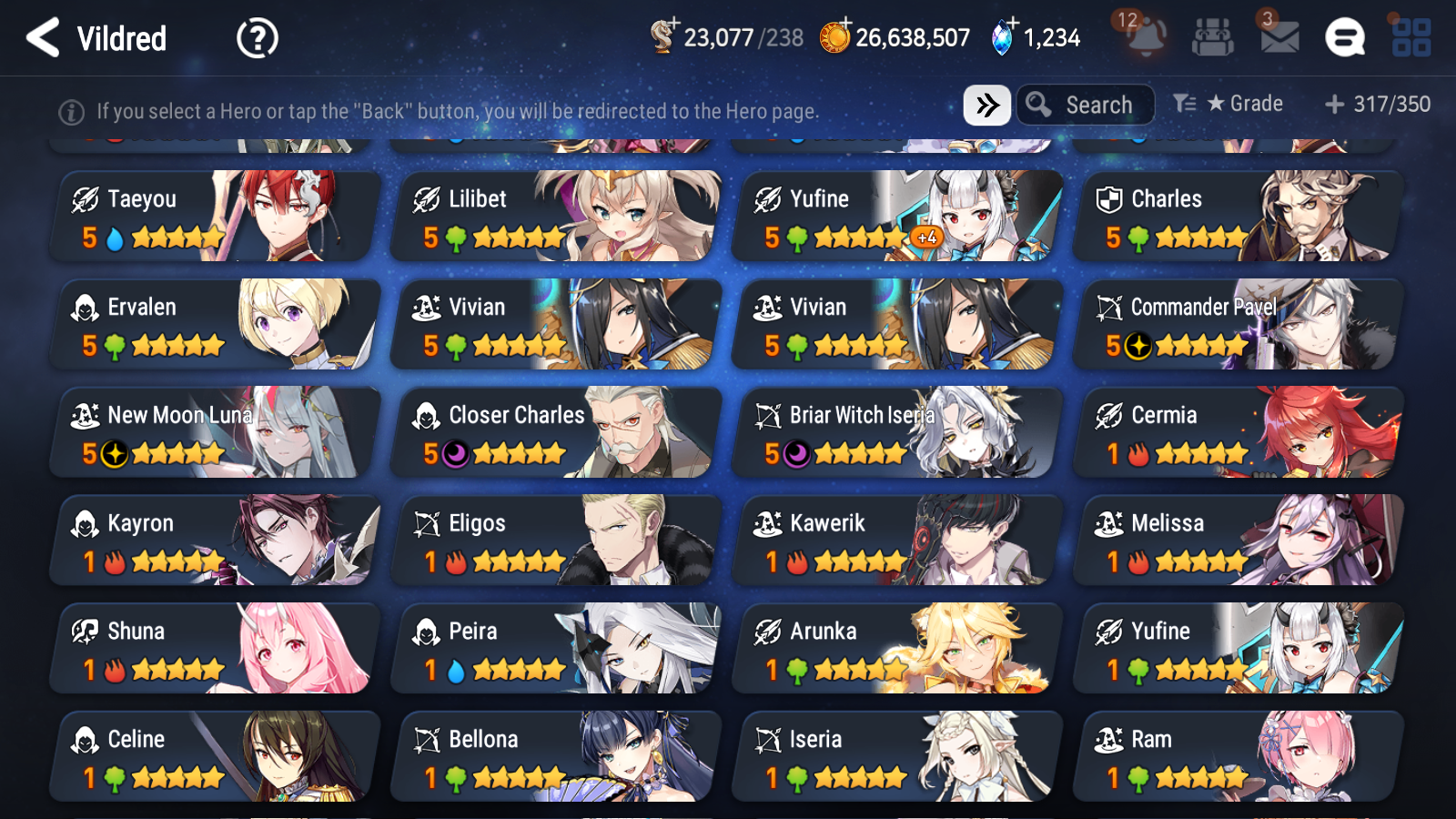 [GLOBAL] Epic 7 Seven 12ML + 27 4★ ML New Moon Luna Conqueror Lilias Belian Lone Crescent Bellona +20 speed++ 10-10 Account-Mobile Games Starter