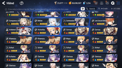 [GLOBAL] Epic 7 Seven 12ML + 27 4★ ML New Moon Luna Conqueror Lilias Belian Lone Crescent Bellona +20 speed++ 10-10 Account-Mobile Games Starter