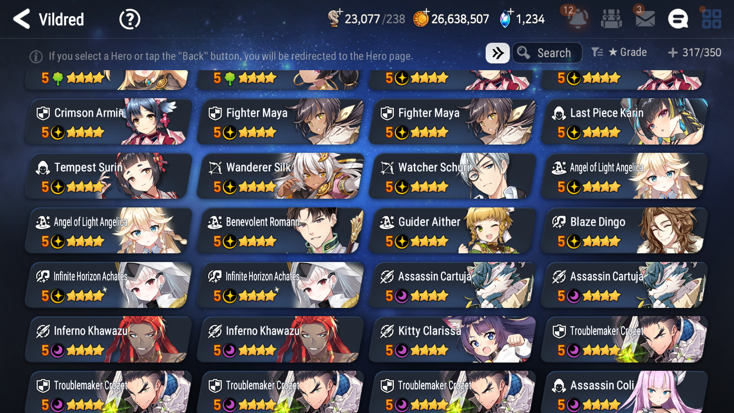 [GLOBAL] Epic 7 Seven 12ML + 27 4★ ML New Moon Luna Conqueror Lilias Belian Lone Crescent Bellona +20 speed++ 10-10 Account-Mobile Games Starter
