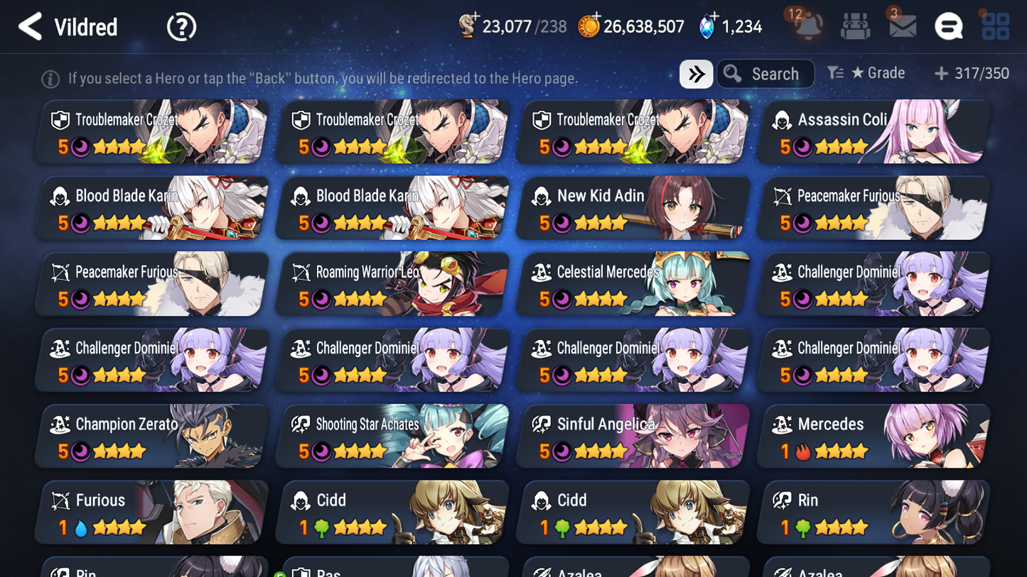 [GLOBAL] Epic 7 Seven 12ML + 27 4★ ML New Moon Luna Conqueror Lilias Belian Lone Crescent Bellona +20 speed++ 10-10 Account-Mobile Games Starter