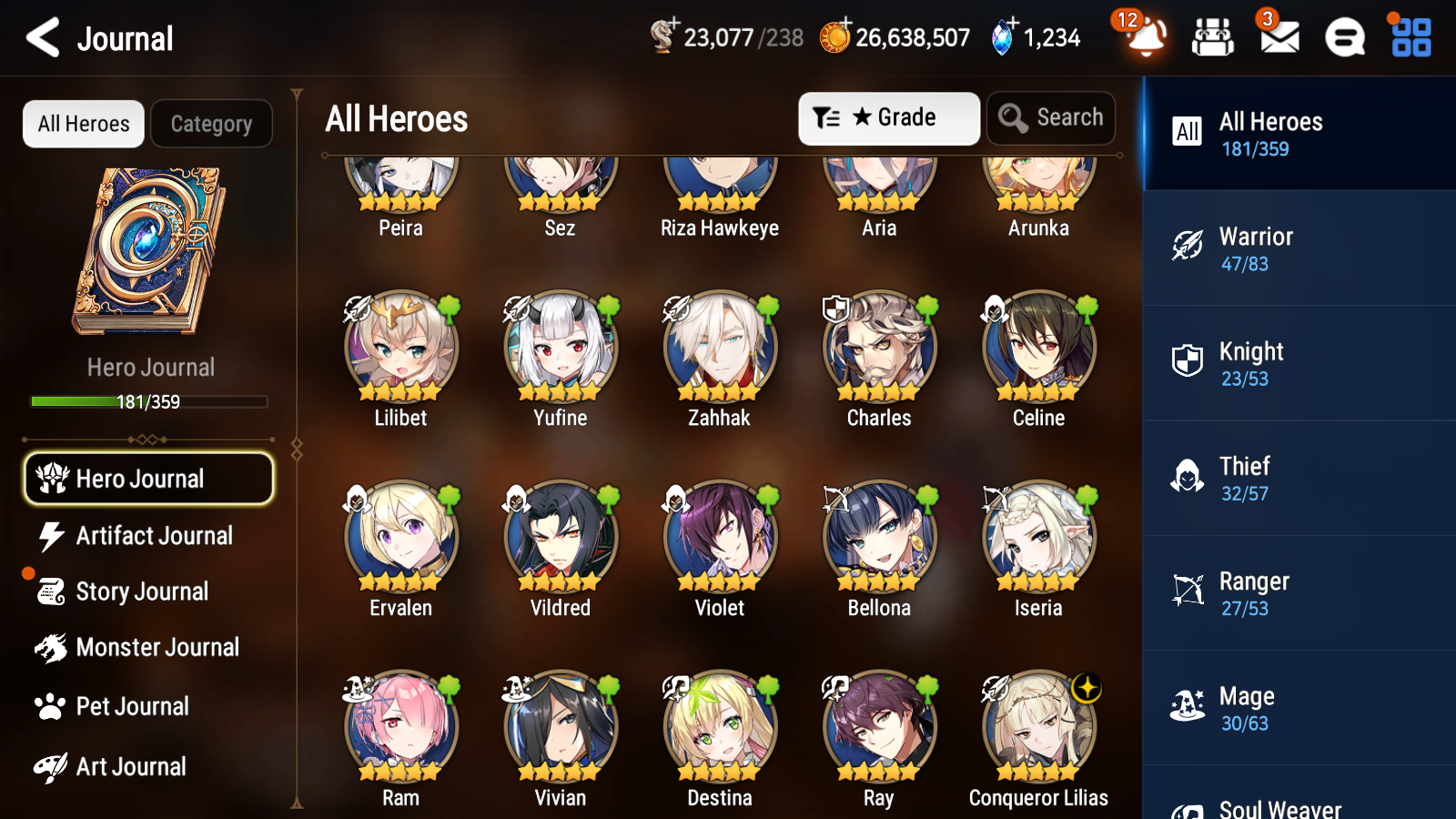 [GLOBAL] Epic 7 Seven 12ML + 27 4★ ML New Moon Luna Conqueror Lilias Belian Lone Crescent Bellona +20 speed++ 10-10 Account-Mobile Games Starter