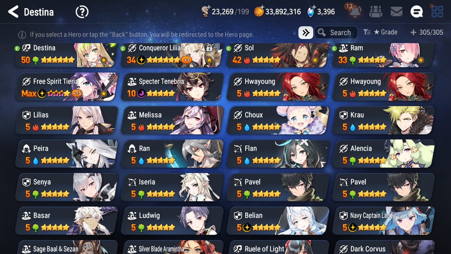 [GLOBAL] Epic 7 Seven 12ML + 31 4★ ML(lots dups) + 20 ML Coin Navy Captain Landy Conqueror Lilias Belian Ray+20 speed etc +Name 10-10 Account-Mobile Games Starter