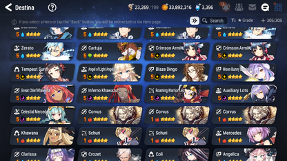 [GLOBAL] Epic 7 Seven 12ML + 31 4★ ML(lots dups) + 20 ML Coin Navy Captain Landy Conqueror Lilias Belian Ray+20 speed etc +Name 10-10 Account-Mobile Games Starter