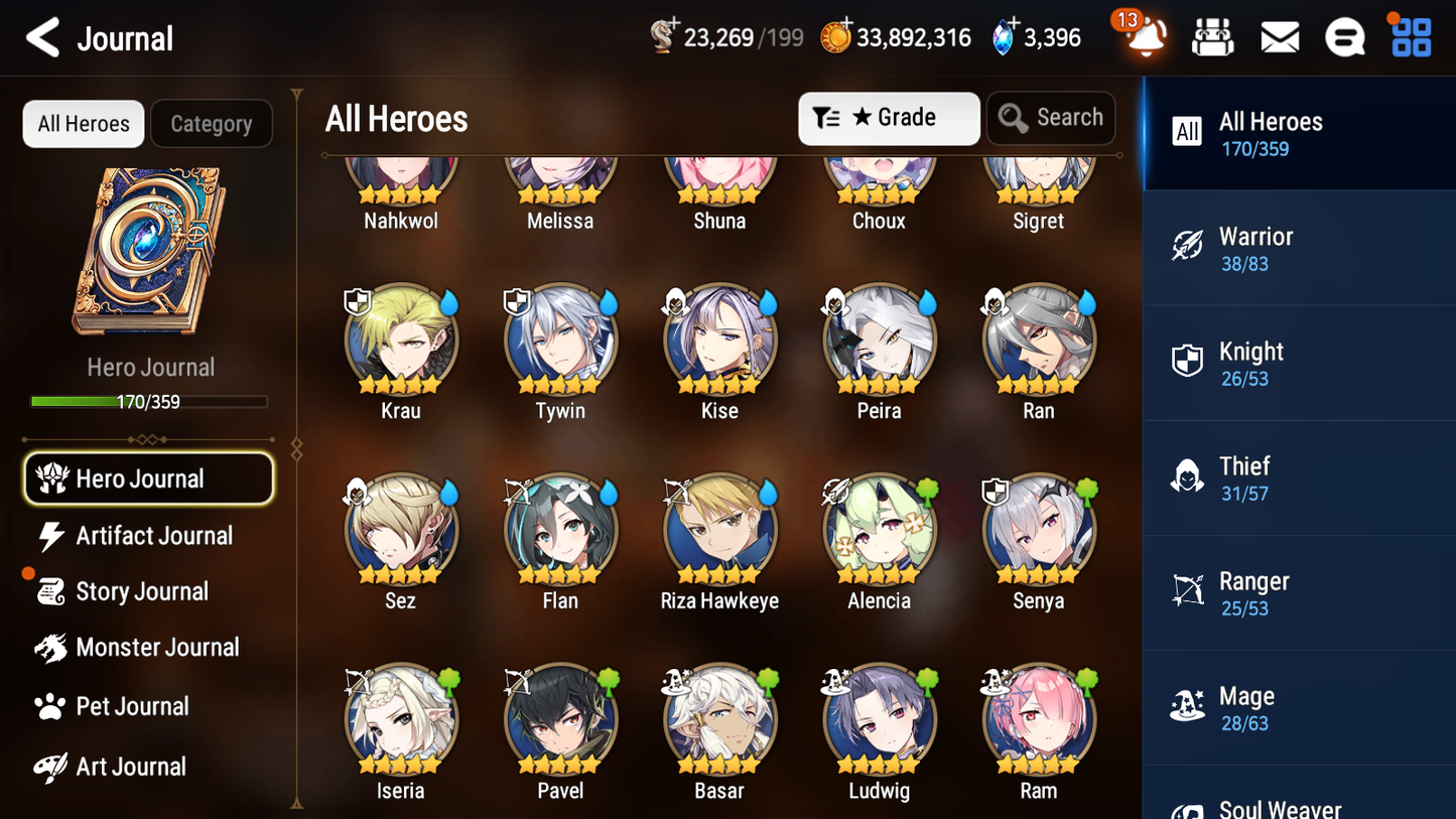 [GLOBAL] Epic 7 Seven 12ML + 31 4★ ML(lots dups) + 20 ML Coin Navy Captain Landy Conqueror Lilias Belian Ray+20 speed etc +Name 10-10 Account-Mobile Games Starter