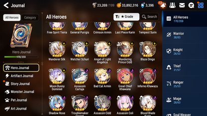 [GLOBAL] Epic 7 Seven 12ML + 31 4★ ML(lots dups) + 20 ML Coin Navy Captain Landy Conqueror Lilias Belian Ray+20 speed etc +Name 10-10 Account-Mobile Games Starter
