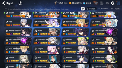 [GLOBAL] Epic 7 Seven 12ML + 33 4★ ML(lots dups) Dragon Bride Senya Belian Zio Mediator Kawerik Straze Solitaria of the Snow Briar Witch Iseria Edward+20 Speed 10-10 Account-Mobile Games Starter