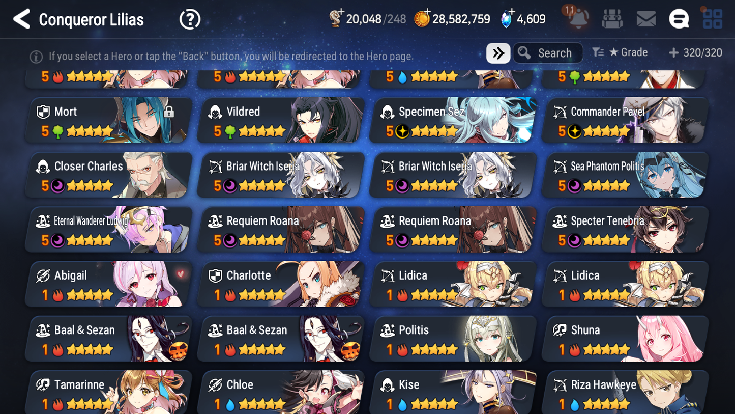 [GLOBAL] Epic 7 Seven 12ML + 34 4★ ML(lots dups) + 40 ML Coin Navy Captain Landy Sea Phantom Politis Bystander Hwayoung Belian Requiem Roana Conqueror Lilias Specimen Sez Ludwig Iseria Tenebria Pavel+20 speed + Name 10-10 Account-Mobile Games Starter