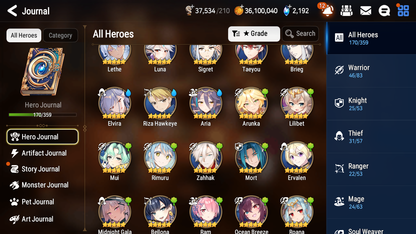 [GLOBAL] Epic 7 Seven 13ML + 26 4★ ML New Moon Luna Empyrean Ilynav Sea Phantom Politis Belian Aram Midnight Gala Lilias Ocean Luluca Rimuru Luna Lethe+20 speed++ 10-10 Account-Mobile Games Starter