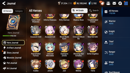 [GLOBAL] Epic 7 Seven 13ML + 26 4★ ML New Moon Luna Empyrean Ilynav Sea Phantom Politis Belian Aram Midnight Gala Lilias Ocean Luluca Rimuru Luna Lethe+20 speed++ 10-10 Account-Mobile Games Starter