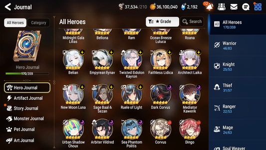 [GLOBAL] Epic 7 Seven 13ML + 26 4★ ML New Moon Luna Empyrean Ilynav Sea Phantom Politis Belian Aram Midnight Gala Lilias Ocean Luluca Rimuru Luna Lethe+20 speed++ 10-10 Account-Mobile Games Starter