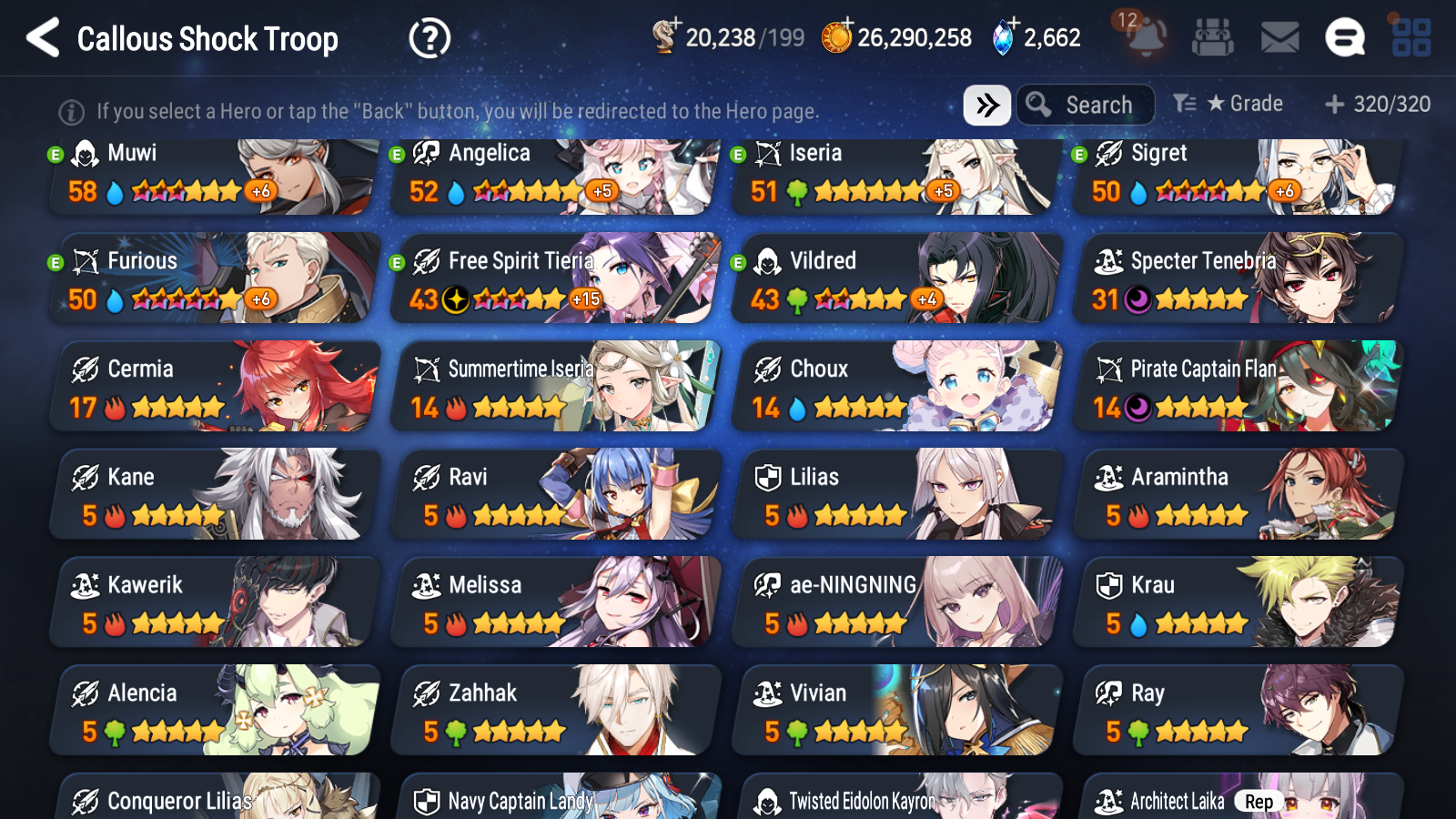 [GLOBAL] Epic 7 Seven 13ML + 30 4★ ML(lots dups) + 30 ML Coin + 3 limited Lone Wolf Peira Navy Captain Landy Dragon King Sharun etc Seaside Bellona+20 speed + Name 10-10 Account Mystics-Mobile Games Starter