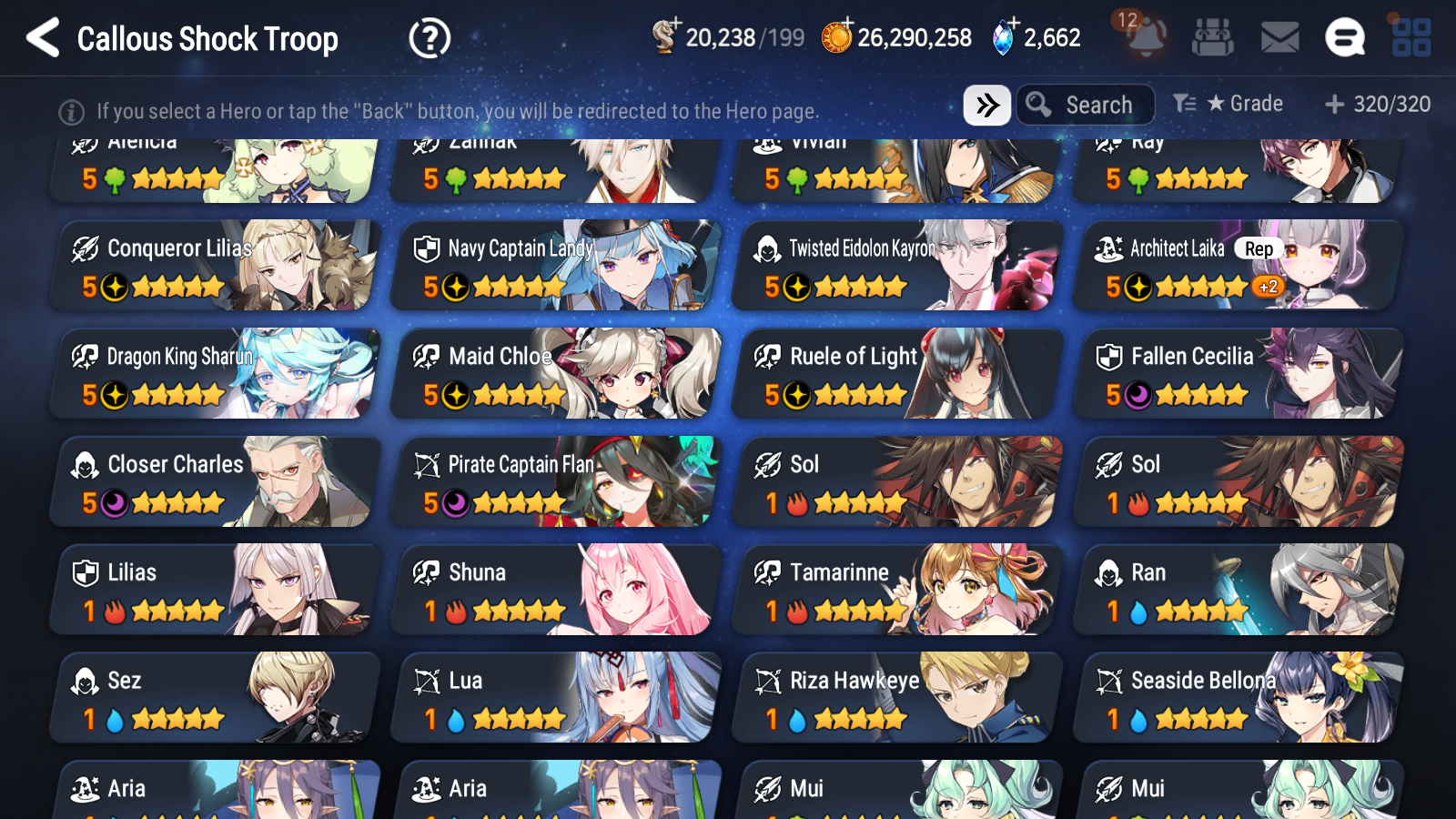 [GLOBAL] Epic 7 Seven 13ML + 30 4★ ML(lots dups) + 30 ML Coin + 3 limited Lone Wolf Peira Navy Captain Landy Dragon King Sharun etc Seaside Bellona+20 speed + Name 10-10 Account Mystics-Mobile Games Starter