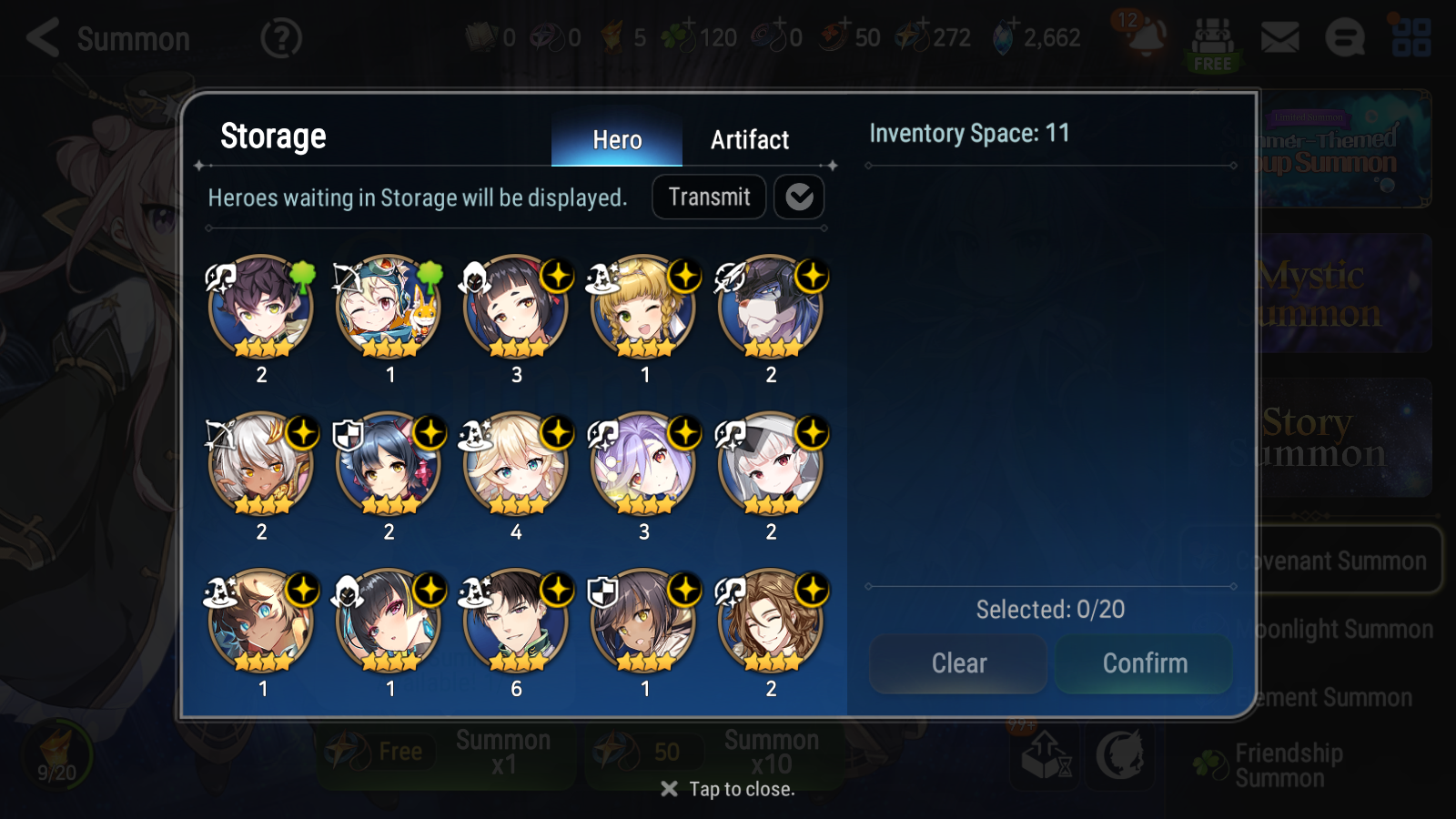 [GLOBAL] Epic 7 Seven 12ML + 30 4★ ML(lots dups) + 20 ML Coin + 3 limited Lone Wolf Peira Navy Captain Landy Dragon King Sharun etc Seaside Bellona + Name 10-10 Account Mystics-Mobile Games Starter