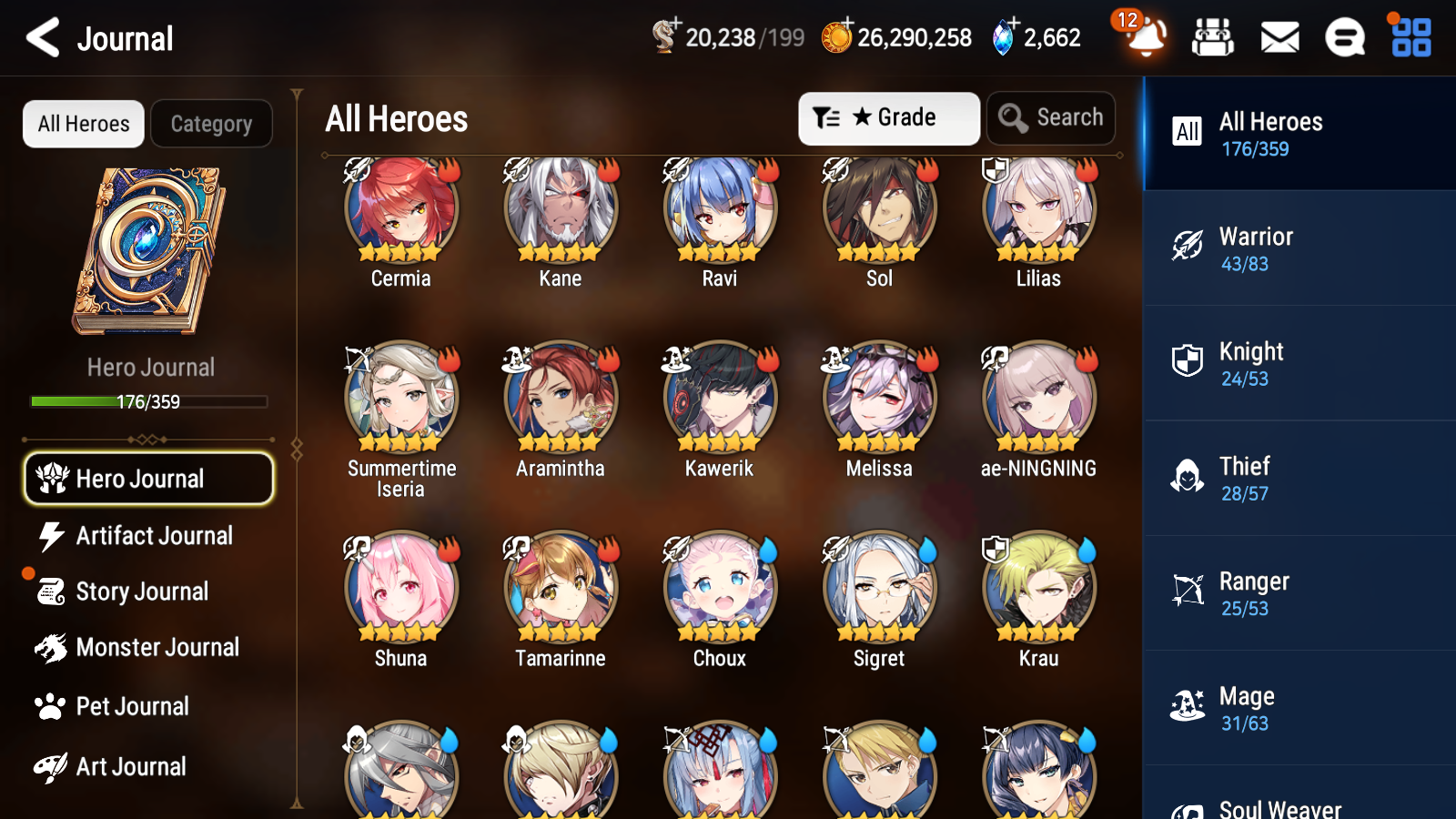 [GLOBAL] Epic 7 Seven 13ML + 30 4★ ML(lots dups) + 30 ML Coin + 3 limited Lone Wolf Peira Navy Captain Landy Dragon King Sharun etc Seaside Bellona+20 speed + Name 10-10 Account Mystics-Mobile Games Starter