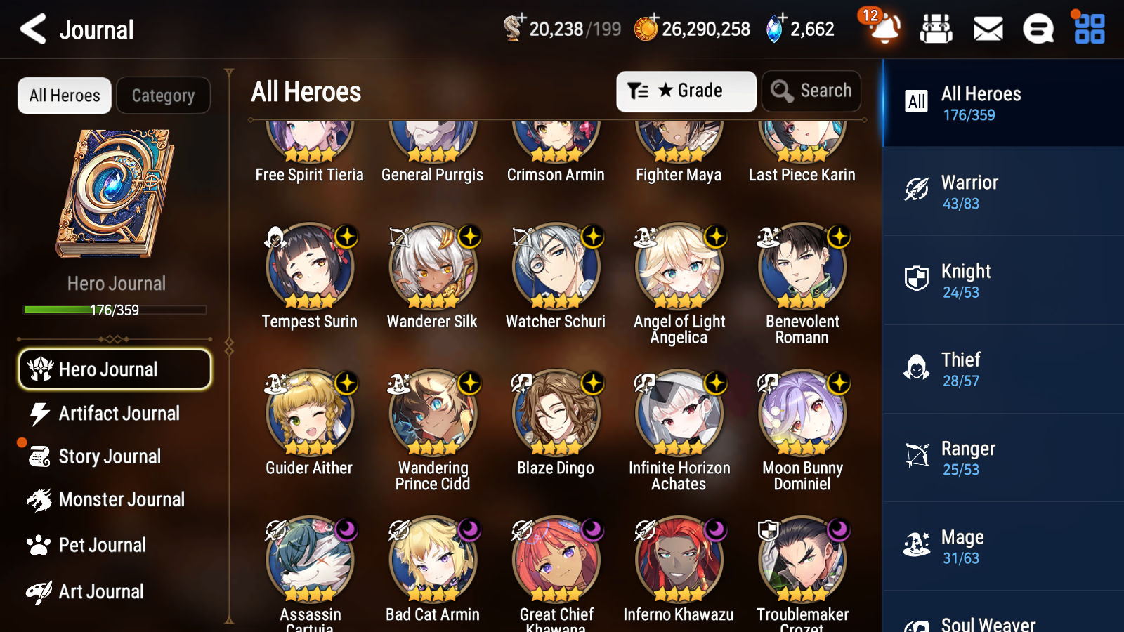 [GLOBAL] Epic 7 Seven 13ML + 30 4★ ML(lots dups) + 30 ML Coin + 3 limited Lone Wolf Peira Navy Captain Landy Dragon King Sharun etc Seaside Bellona+20 speed + Name 10-10 Account Mystics-Mobile Games Starter