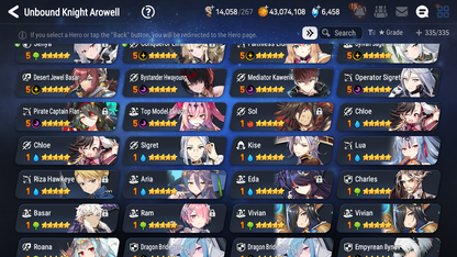 [GLOBAL] Epic 7 Seven 13ML + 30 4★ ML(lots dups) Empyrean Ilynav Bystander Hwayoung Dragon Bride Senya Conqueror Lilias Krau Kawerik Vivian+20 speed 10-10 Account-Mobile Games Starter