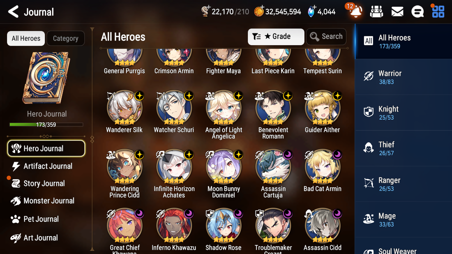 [GLOBAL] Epic 7 Seven 13ML + 31 4★ ML(lots dups) + 30 ML Coin Belian Conqueror Lilias Solitaria of the Snow Fallen Cecilia Ludwig Cermia Angel Angelica+20 speed 10-10 Account-Mobile Games Starter
