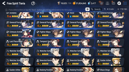 [GLOBAL] Epic 7 Seven 13ML + 32 4★ ML(lots dups) Lady of the Scales Empyrean Ilynav Sea Phantom Politis Sharun Lone Crescent Bellona Remnant Violet Specter Tenebra Sylvan Sage Vivian Silver Blade Aramintha + Name+20 Speed 10-10 Account-Mobile Games Starter