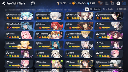 [GLOBAL] Epic 7 Seven 13ML + 32 4★ ML(lots dups) Lady of the Scales Empyrean Ilynav Sea Phantom Politis Sharun Lone Crescent Bellona Remnant Violet Specter Tenebra Sylvan Sage Vivian Silver Blade Aramintha + Name+20 Speed 10-10 Account-Mobile Games Starter
