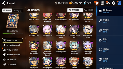 [GLOBAL] Epic 7 Seven 13ML + 32 4★ ML(lots dups) Lady of the Scales Empyrean Ilynav Sea Phantom Politis Sharun Lone Crescent Bellona Remnant Violet Specter Tenebra Sylvan Sage Vivian Silver Blade Aramintha + Name+20 Speed 10-10 Account-Mobile Games Starter