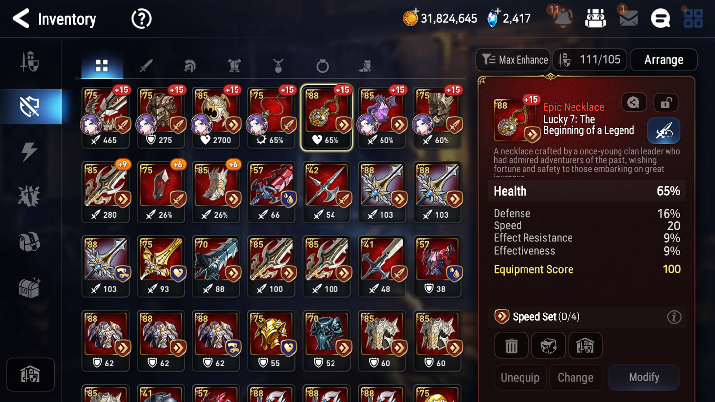 [GLOBAL] Epic 7 Seven 13ML + 32 4★ ML(lots dups) Lady of the Scales Empyrean Ilynav Sea Phantom Politis Sharun Lone Crescent Bellona Remnant Violet Specter Tenebra Sylvan Sage Vivian Silver Blade Aramintha + Name+20 Speed 10-10 Account-Mobile Games Starter
