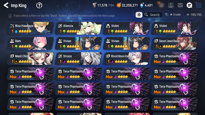 [GLOBAL] Epic 7 Seven 13ML + 34 4★ ML(lots dups) + 40 ML Coin Sea Phantom Politis Belian Solitaria Straze Fallen Cecilia Kura Maid Chloe Luluca+20 speed + Name 10-10 Account-Mobile Games Starter