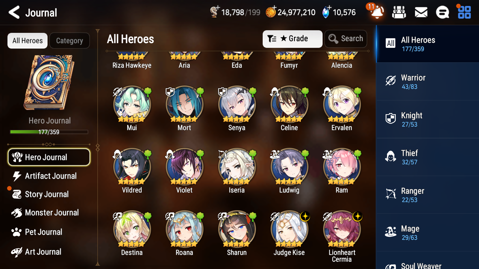 [GLOBAL] Epic 7 Seven 13ML + 34 4★ ML(lots dups) New Moon Luna Harsetti Lionheart Cermia Judge Kise Ambitious Tywin Spirit Eye Celine Requiem Roana 10k Gems+20 speed 10-10 Account-Mobile Games Starter