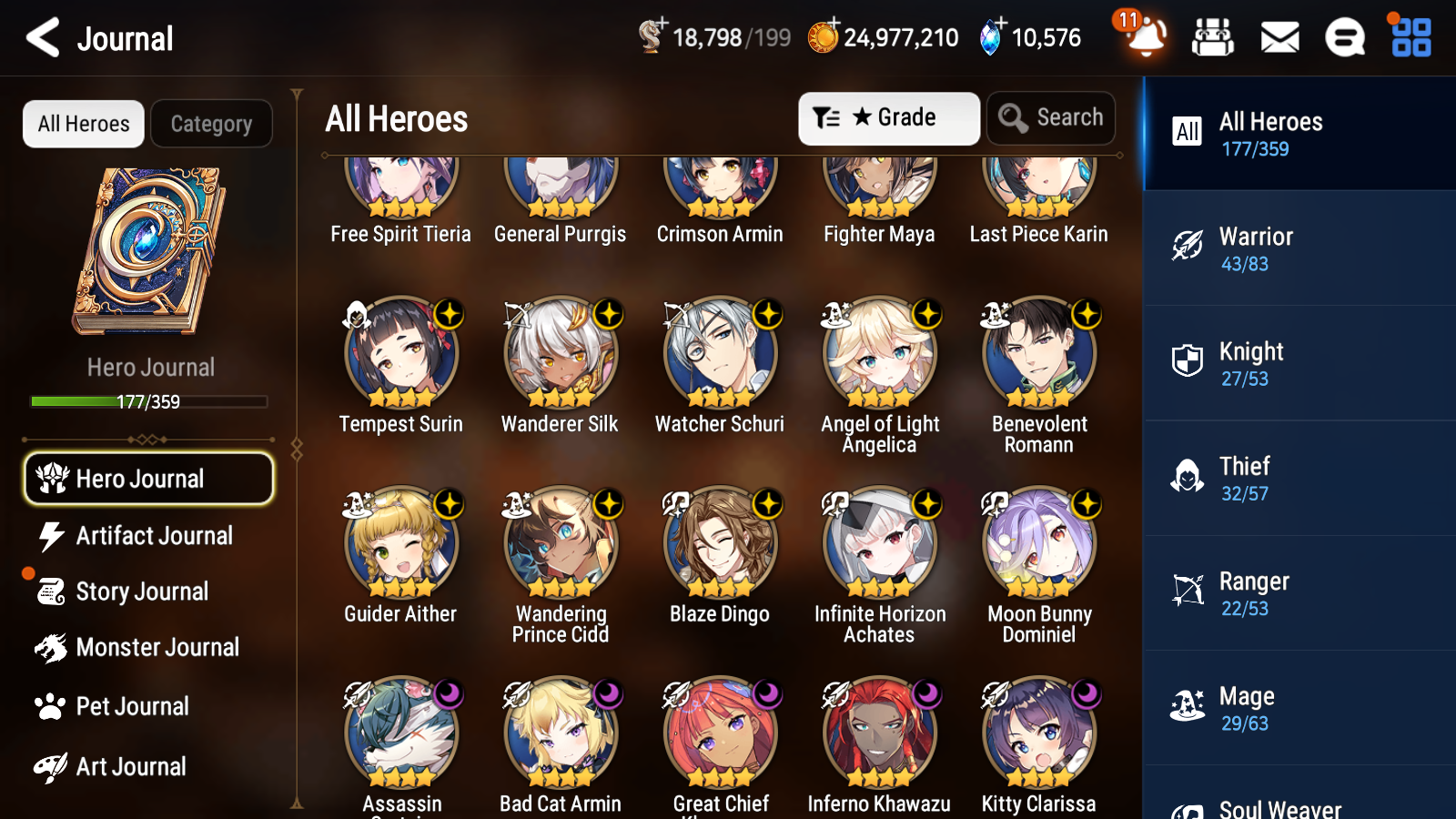 [GLOBAL] Epic 7 Seven 13ML + 34 4★ ML(lots dups) New Moon Luna Harsetti Lionheart Cermia Judge Kise Ambitious Tywin Spirit Eye Celine Requiem Roana 10k Gems+20 speed 10-10 Account-Mobile Games Starter