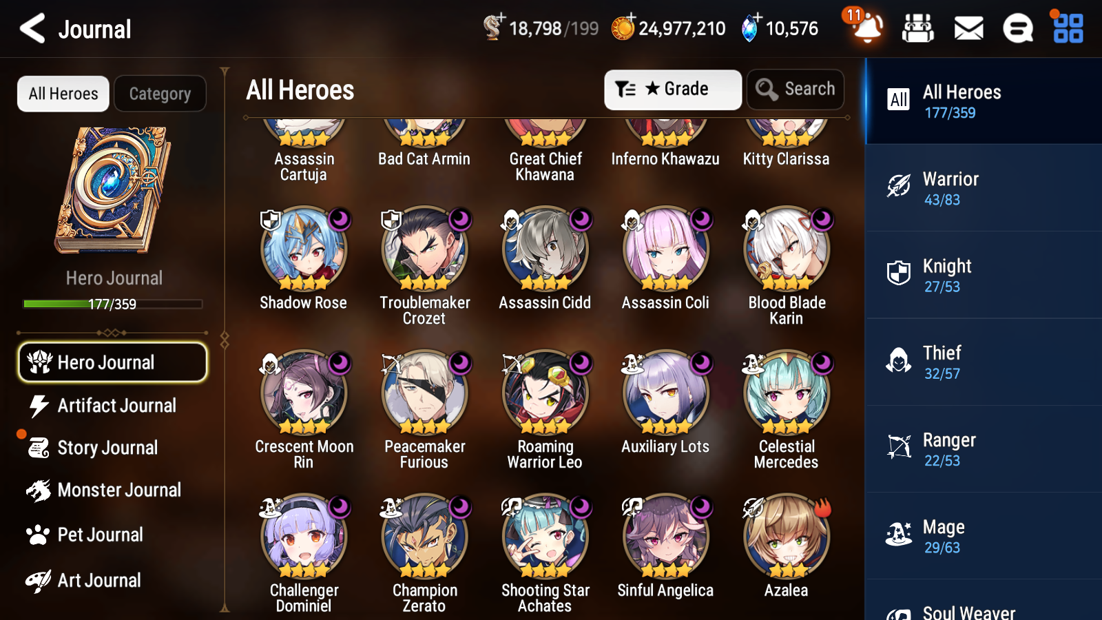 [GLOBAL] Epic 7 Seven 13ML + 34 4★ ML(lots dups) New Moon Luna Harsetti Lionheart Cermia Judge Kise Ambitious Tywin Spirit Eye Celine Requiem Roana 10k Gems+20 speed 10-10 Account-Mobile Games Starter