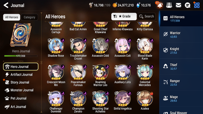 [GLOBAL] Epic 7 Seven 13ML + 34 4★ ML(lots dups) New Moon Luna Harsetti Lionheart Cermia Judge Kise Ambitious Tywin Spirit Eye Celine Requiem Roana 10k Gems+20 speed 10-10 Account-Mobile Games Starter
