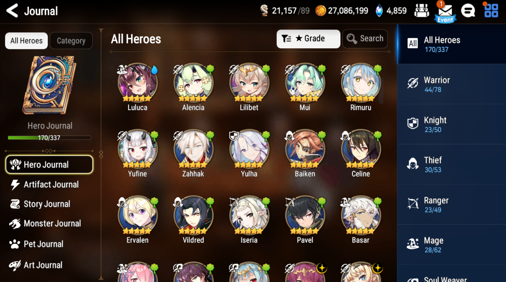 [GLOBAL] Epic 7 Seven 13ML+25 4*ML New Moon Luna Dragon Bride Senya Straze Apocalpyse Ravi Maid Chloe Flan Luluca Arbiter Lionheart Cermia Mediator Kawerik Rimuru Fairytale Baiken + Name 10-10 Account-Mobile Games Starter