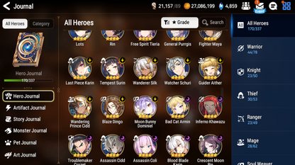 [GLOBAL] Epic 7 Seven 13ML+25 4*ML New Moon Luna Dragon Bride Senya Straze Apocalpyse Ravi Maid Chloe Flan Luluca Arbiter Lionheart Cermia Mediator Kawerik Rimuru Fairytale Baiken + Name 10-10 Account-Mobile Games Starter