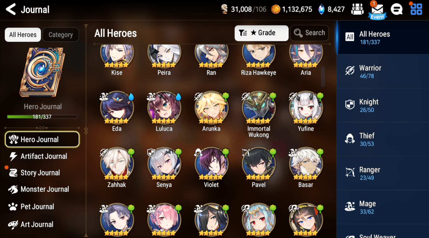 [GLOBAL] Epic 7 Seven 13ML+32 4*ML Sea Phantom Politis Abyssal Yufine Straze Requiem Roana Designer Lilibet etc +Name 10-10 Account-Mobile Games Starter