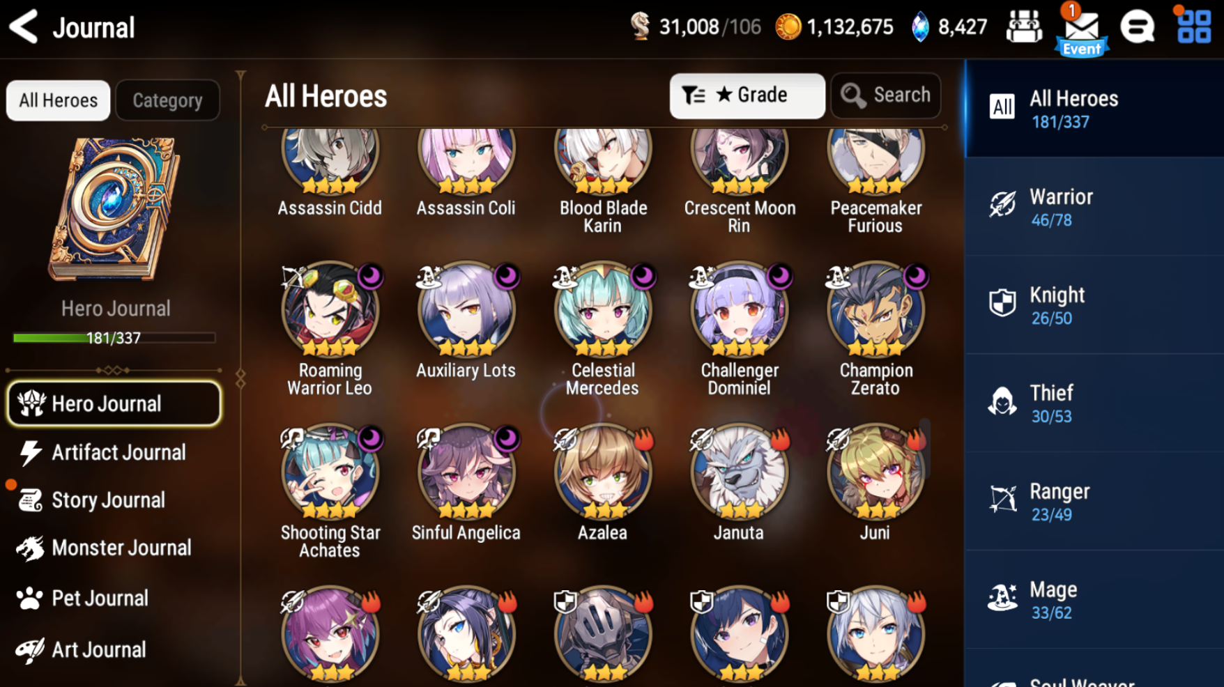 [GLOBAL] Epic 7 Seven 13ML+32 4*ML Sea Phantom Politis Abyssal Yufine Straze Requiem Roana Designer Lilibet etc +Name 10-10 Account-Mobile Games Starter