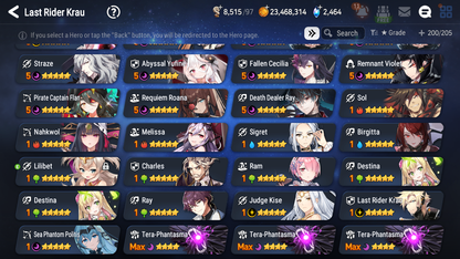 [GLOBAL] Epic 7 Seven 15ML + 31 4★ ML(lots dups) + 30 ML Coin Sea Phantom Politis Abyssal Yufine Straze Kise Krau Kayron Bellona Cecilia Flan Roana Designer Lilibet Rimuru 10-10 Account-Mobile Games Starter
