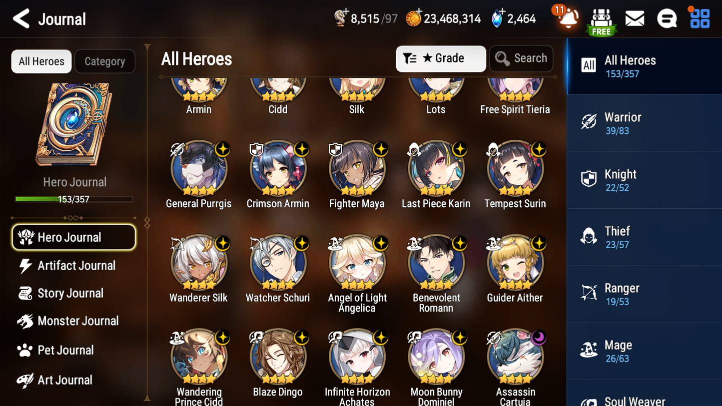 [GLOBAL] Epic 7 Seven 15ML + 31 4★ ML(lots dups) + 30 ML Coin Sea Phantom Politis Abyssal Yufine Straze Kise Krau Kayron Bellona Cecilia Flan Roana Designer Lilibet Rimuru 10-10 Account-Mobile Games Starter