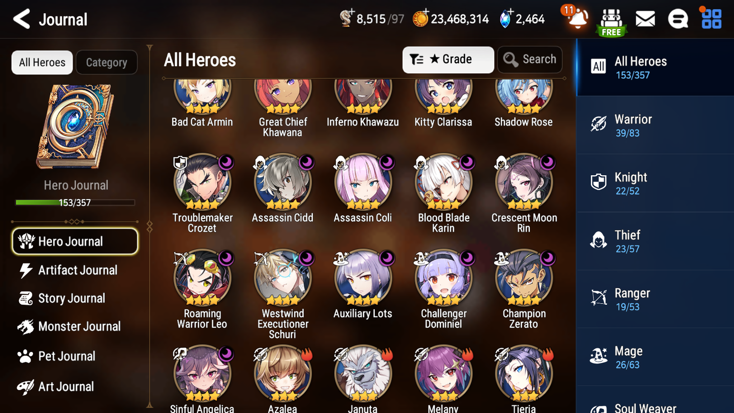 [GLOBAL] Epic 7 Seven 15ML + 31 4★ ML(lots dups) + 30 ML Coin Sea Phantom Politis Abyssal Yufine Straze Kise Krau Kayron Bellona Cecilia Flan Roana Designer Lilibet Rimuru 10-10 Account-Mobile Games Starter