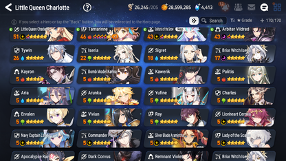 [GLOBAL] Epic 7 Seven 15ML + 31 4★ ML(lots dups) Lady of the Scales Navy Captain Landy Abyssal Yufine Zio Lionheart Cermia Apocalypse Ravi+20 speed 10-10 Account-Mobile Games Starter