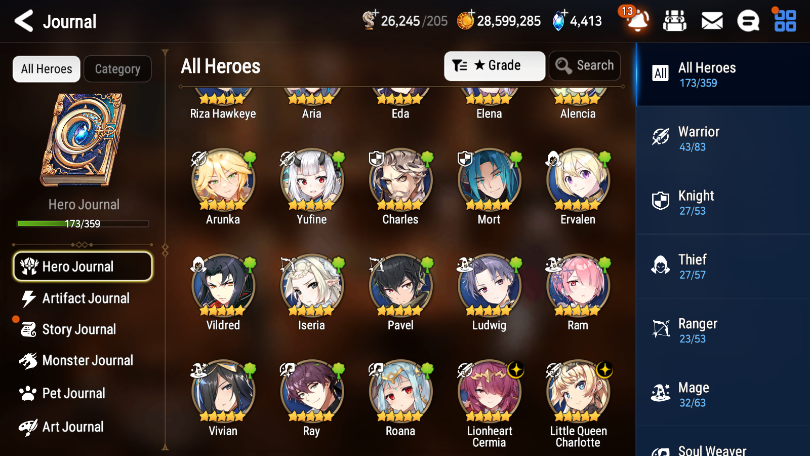 [GLOBAL] Epic 7 Seven 15ML + 31 4★ ML(lots dups) Lady of the Scales Navy Captain Landy Abyssal Yufine Zio Lionheart Cermia Apocalypse Ravi+20 speed 10-10 Account-Mobile Games Starter