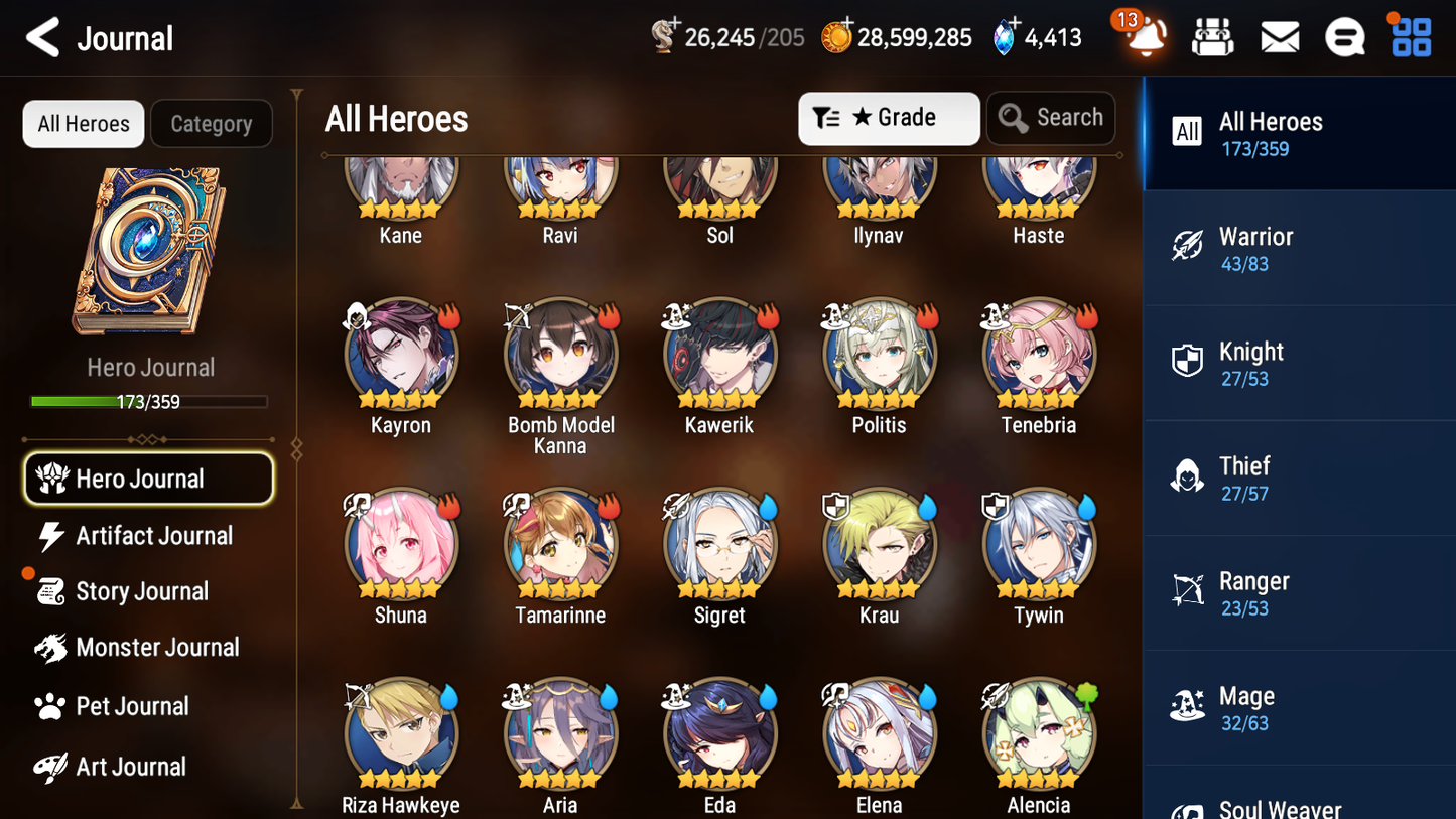 [GLOBAL] Epic 7 Seven 15ML + 31 4★ ML(lots dups) Lady of the Scales Navy Captain Landy Abyssal Yufine Zio Lionheart Cermia Apocalypse Ravi+20 speed 10-10 Account-Mobile Games Starter