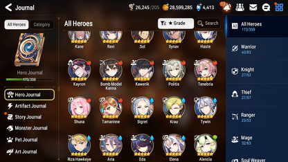 [GLOBAL] Epic 7 Seven 15ML + 31 4★ ML(lots dups) Lady of the Scales Navy Captain Landy Abyssal Yufine Zio Lionheart Cermia Apocalypse Ravi+20 speed 10-10 Account-Mobile Games Starter
