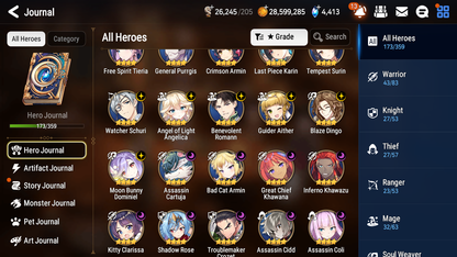 [GLOBAL] Epic 7 Seven 15ML + 31 4★ ML(lots dups) Lady of the Scales Navy Captain Landy Abyssal Yufine Zio Lionheart Cermia Apocalypse Ravi+20 speed 10-10 Account-Mobile Games Starter