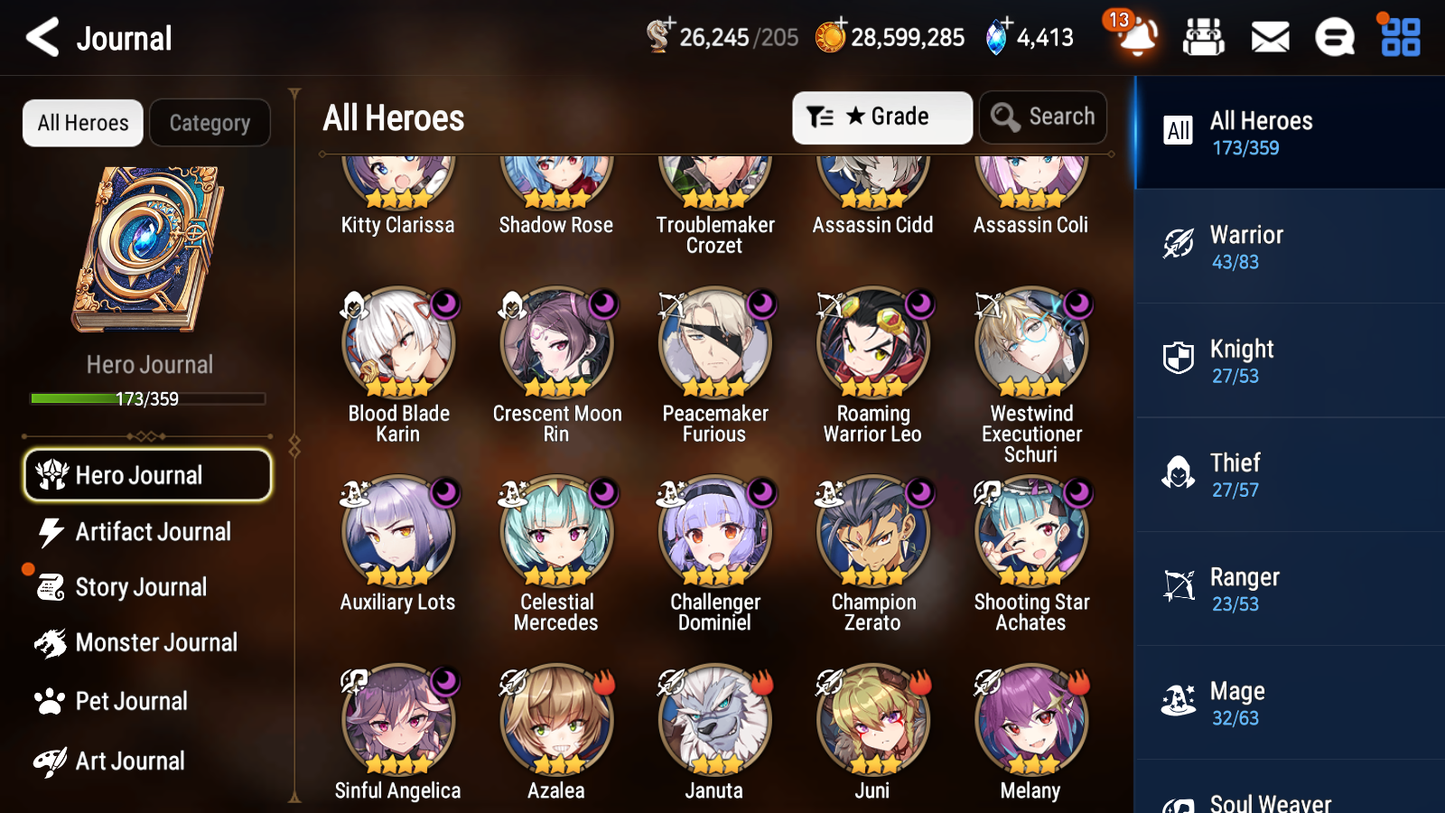 [GLOBAL] Epic 7 Seven 15ML + 31 4★ ML(lots dups) Lady of the Scales Navy Captain Landy Abyssal Yufine Zio Lionheart Cermia Apocalypse Ravi+20 speed 10-10 Account-Mobile Games Starter