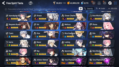 [GLOBAL] Epic 7 Seven 15ML + 31 4★ ML(lots dups) Witch of the Mere Tenebria New Moon Luna Abyssal Yufine Straze Belian Apocalypse Ravi Requiem Roana+20 Speed 10-10 Account-Mobile Games Starter