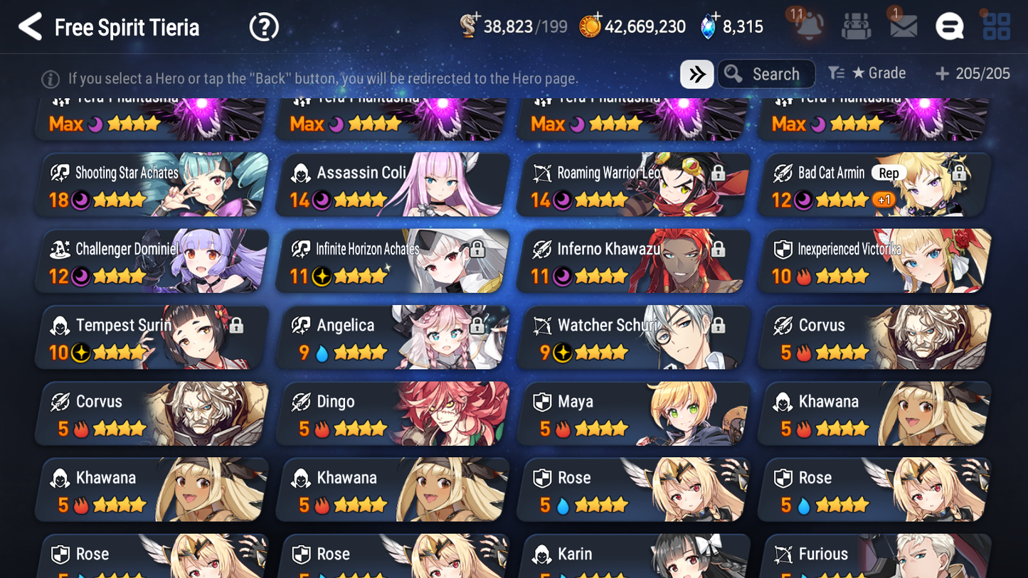[GLOBAL] Epic 7 Seven 15ML + 31 4★ ML(lots dups) Witch of the Mere Tenebria New Moon Luna Abyssal Yufine Straze Belian Apocalypse Ravi Requiem Roana+20 Speed 10-10 Account-Mobile Games Starter