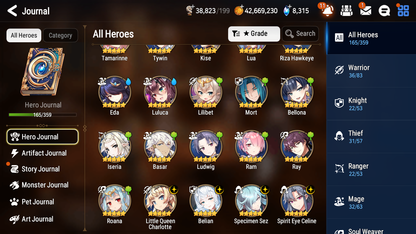[GLOBAL] Epic 7 Seven 15ML + 31 4★ ML(lots dups) Witch of the Mere Tenebria New Moon Luna Abyssal Yufine Straze Belian Apocalypse Ravi Requiem Roana+20 Speed 10-10 Account-Mobile Games Starter