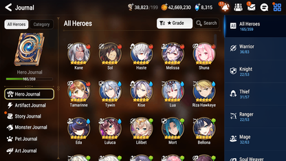 [GLOBAL] Epic 7 Seven 15ML + 31 4★ ML(lots dups) Witch of the Mere Tenebria New Moon Luna Abyssal Yufine Straze Belian Apocalypse Ravi Requiem Roana+20 Speed 10-10 Account-Mobile Games Starter