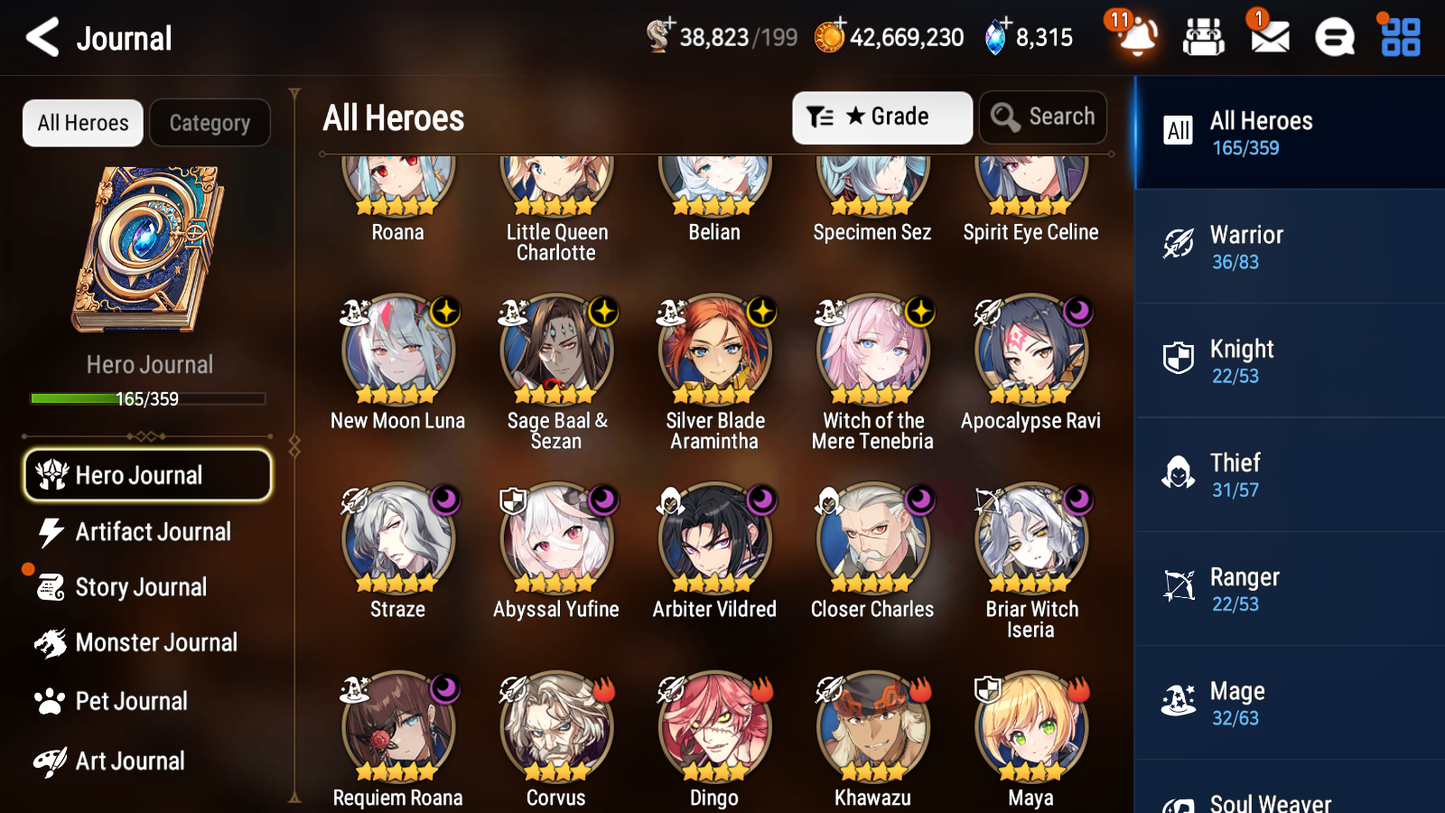 [GLOBAL] Epic 7 Seven 15ML + 31 4★ ML(lots dups) Witch of the Mere Tenebria New Moon Luna Abyssal Yufine Straze Belian Apocalypse Ravi Requiem Roana+20 Speed 10-10 Account-Mobile Games Starter