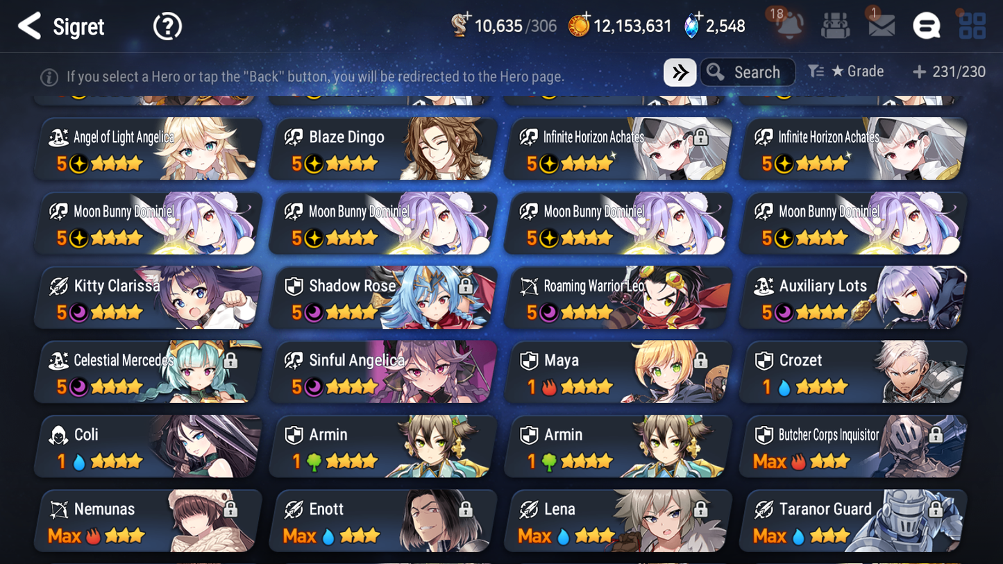 [GLOBAL] Epic 7 Seven 16ML + 32 4★ ML(lots dups) Witch of the Mere Tenebria New Moon Luna Navy Landy Sea Phantom Politis Straze Zio Maid Chloe Ambitious Tywin Specter Tenebria+20 Speed 10-10 Account-Mobile Games Starter