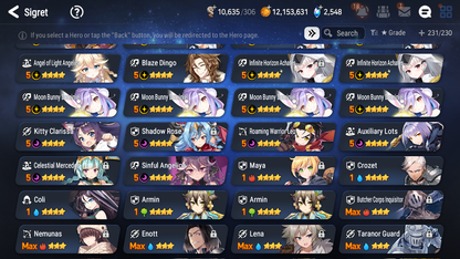 [GLOBAL] Epic 7 Seven 16ML + 32 4★ ML(lots dups) Witch of the Mere Tenebria New Moon Luna Navy Landy Sea Phantom Politis Straze Zio Maid Chloe Ambitious Tywin Specter Tenebria+20 Speed 10-10 Account-Mobile Games Starter